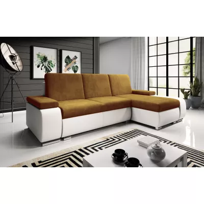 Sedací souprava s úložným prostorem XAVERA - bílá / hořčicová