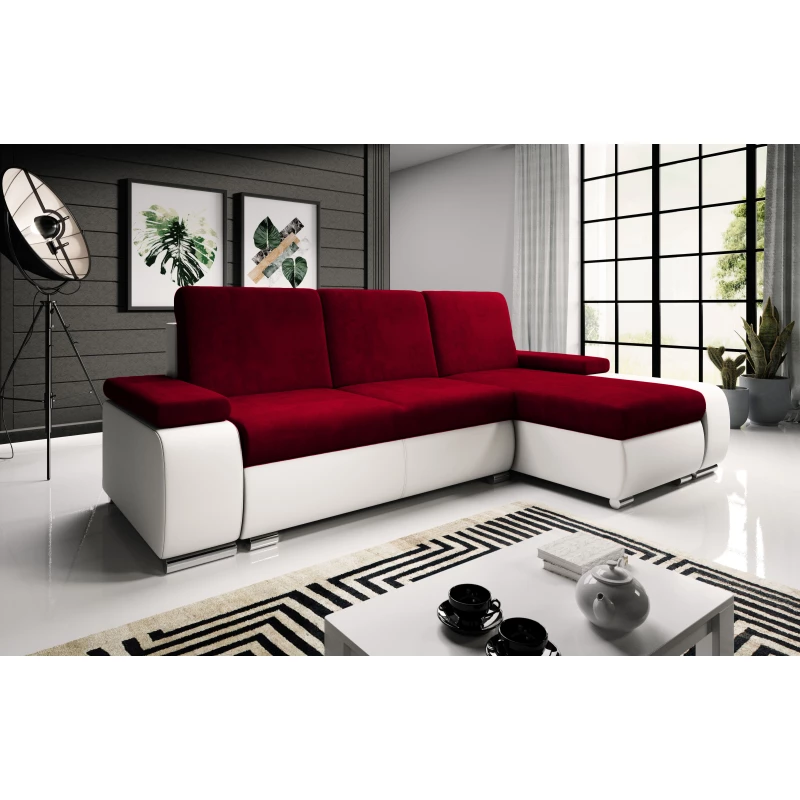 Sedací souprava s úložným prostorem XAVERA - bílá / červená