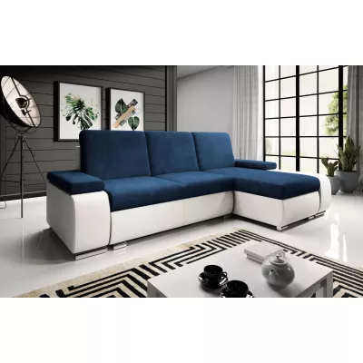 Sedací souprava s úložným prostorem XAVERA - bílá / tmavě modrá