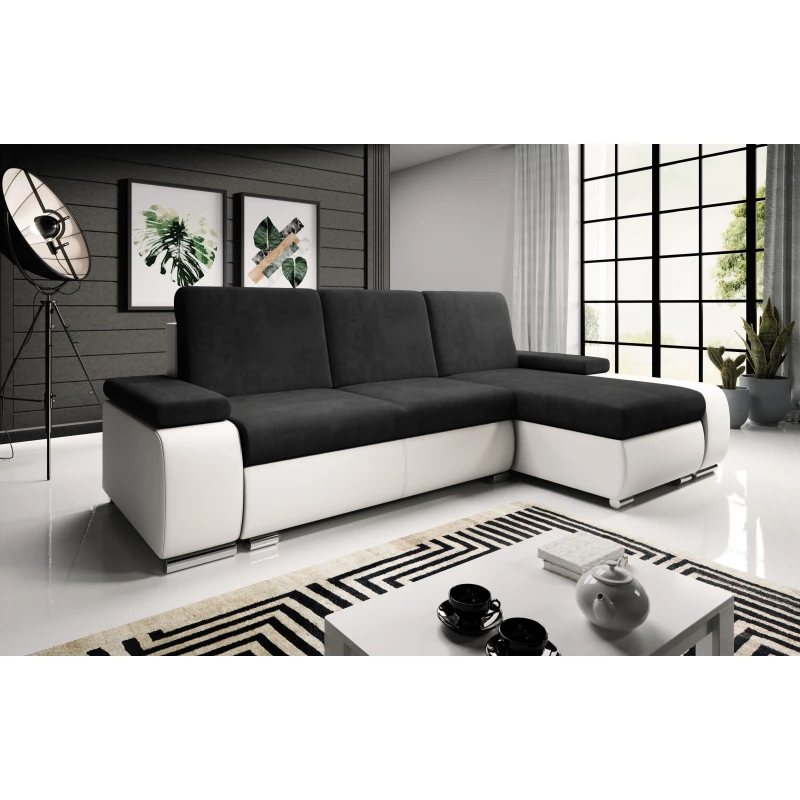 Sedací souprava s úložným prostorem XAVERA - bílá / černá