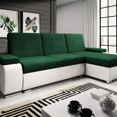 Sedací souprava s úložným prostorem XAVERA - bílá / zelená