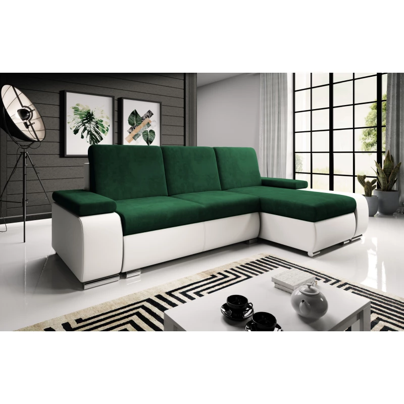 Sedací souprava s úložným prostorem XAVERA - bílá / zelená