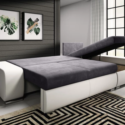 Sedací souprava s úložným prostorem XAVERA - bílá / popelavá