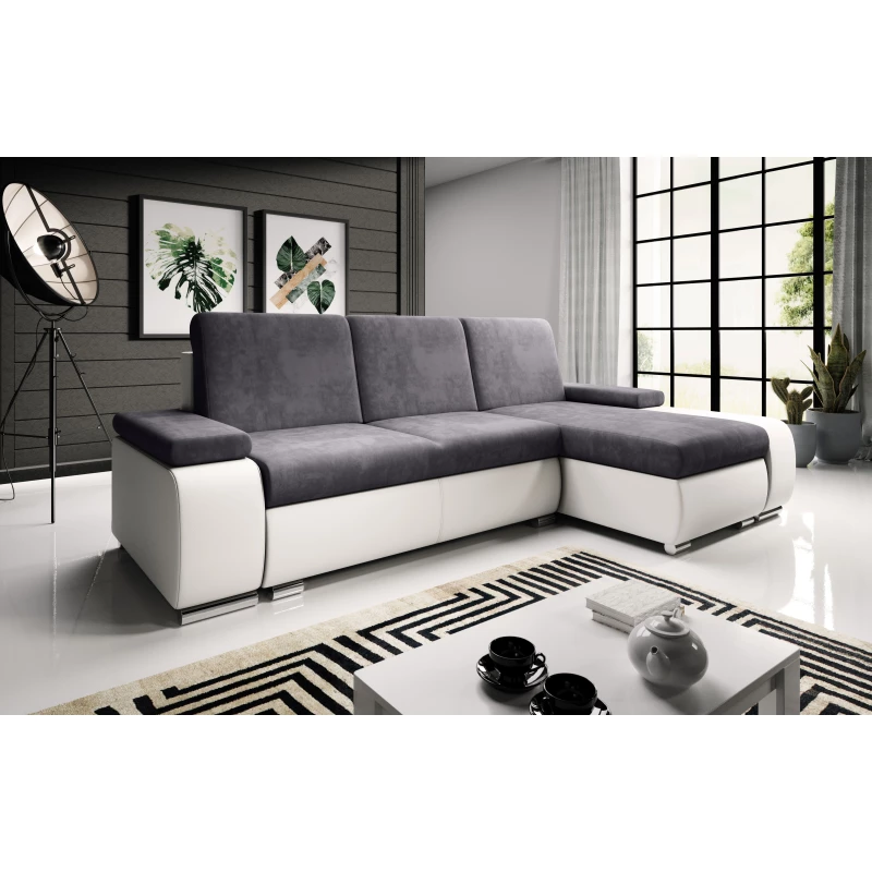 Sedací souprava s úložným prostorem XAVERA - bílá / popelavá