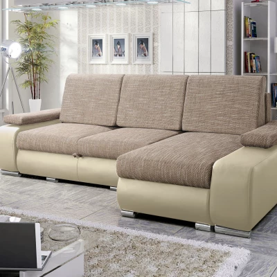 Sedací souprava s úložným prostorem XAVERA - béžová / světle hnědá