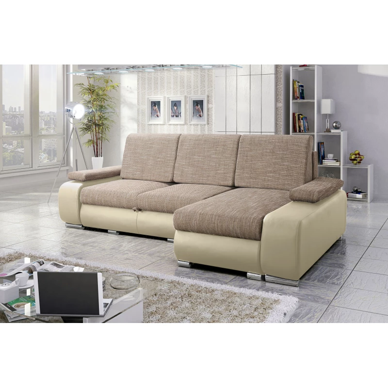 Sedací souprava s úložným prostorem XAVERA - béžová / světle hnědá