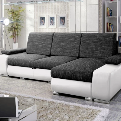 Sedací souprava s úložným prostorem XAVERA - tmavě šedá / bílá