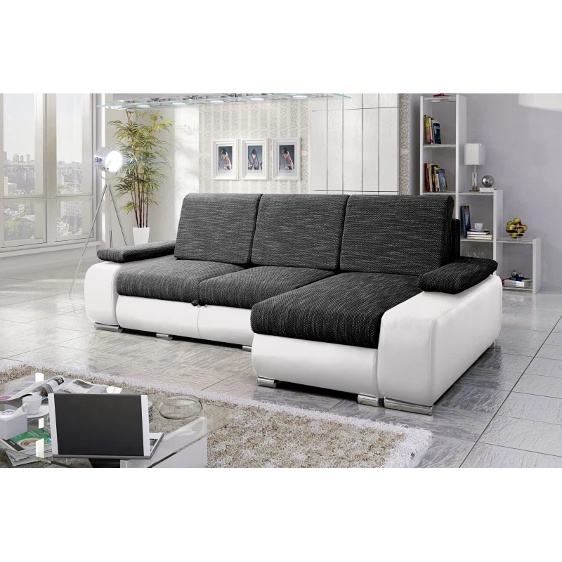 Sedací souprava s úložným prostorem XAVERA - tmavě šedá / bílá