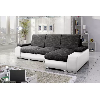 Sedací souprava s úložným prostorem XAVERA - tmavě šedá / bílá