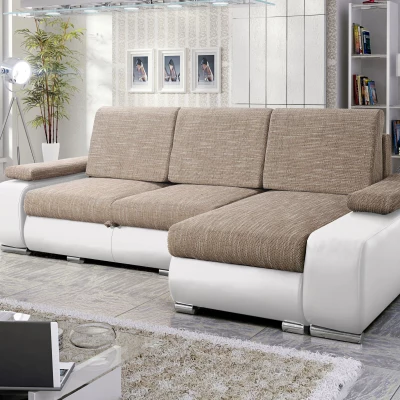 Sedací souprava s úložným prostorem XAVERA - světle hnědá / bílá