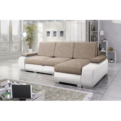 Sedací souprava s úložným prostorem XAVERA - světle hnědá / bílá