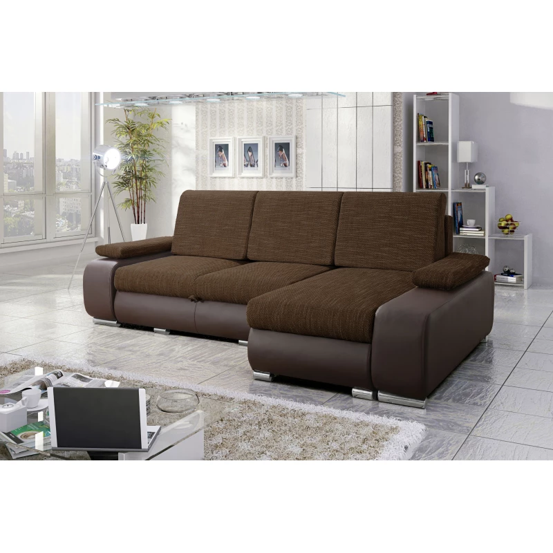 Sedací souprava s úložným prostorem XAVERA - tmavě hnědá / čokoládová