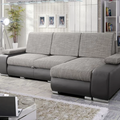 Sedací souprava s úložným prostorem XAVERA - šedá / tmavě šedá