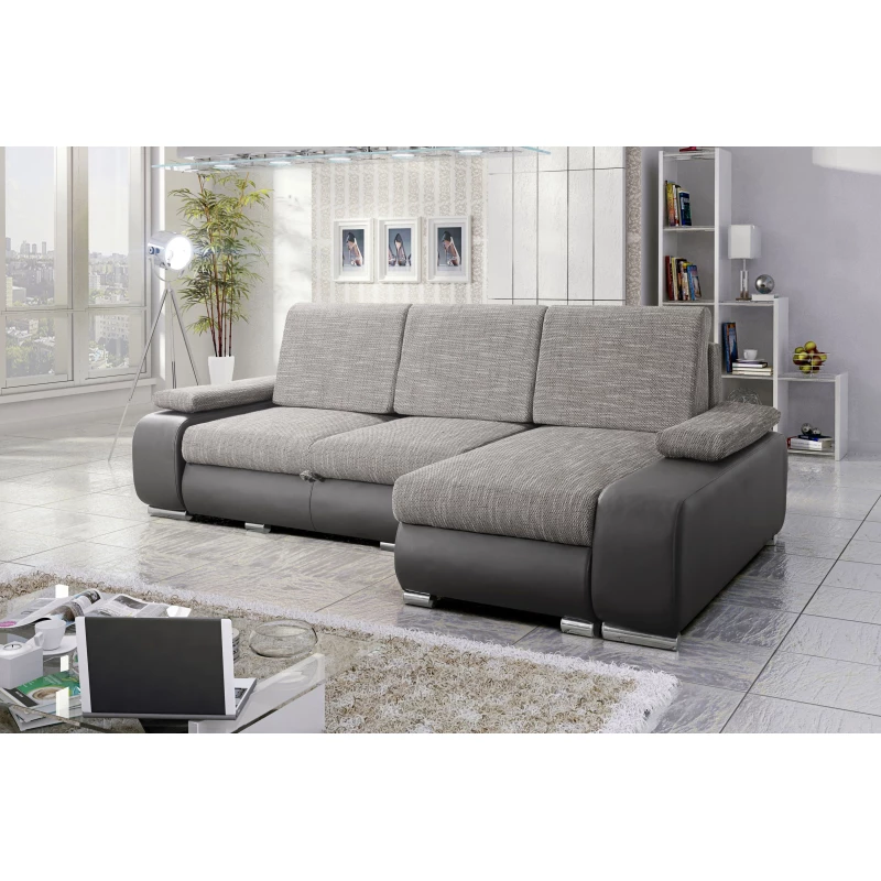 Sedací souprava s úložným prostorem XAVERA - šedá / tmavě šedá