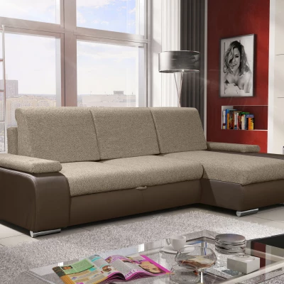 Sedací souprava s úložným prostorem XAVERA - béžová / tmavě hnědá