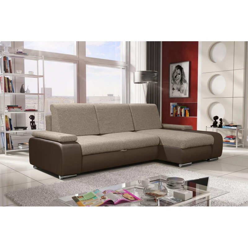 Sedací souprava s úložným prostorem XAVERA - béžová / tmavě hnědá