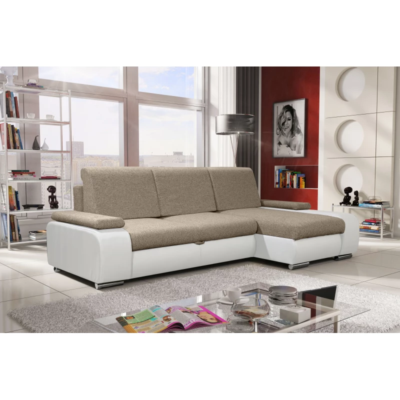 Sedací souprava s úložným prostorem XAVERA - béžová / bílá