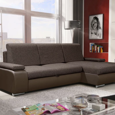 Sedací souprava s úložným prostorem XAVERA - tmavě hnědá