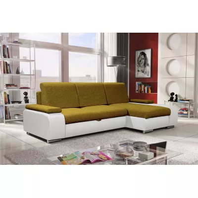 Sedací souprava s úložným prostorem XAVERA - hořčicová / bílá