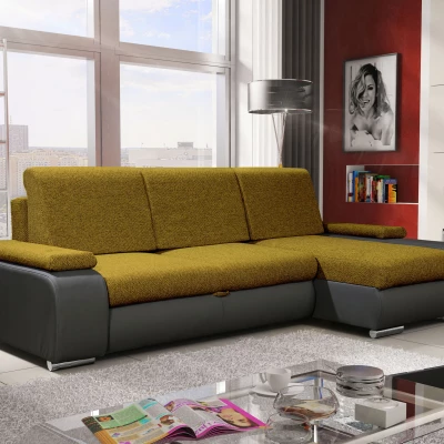 Sedací souprava s úložným prostorem XAVERA - hořčicová / tmavě šedá