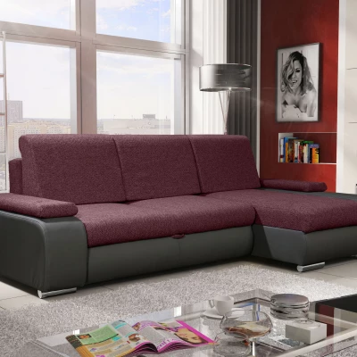 Sedací souprava s úložným prostorem XAVERA - tmavě šedá / tmavě růžová