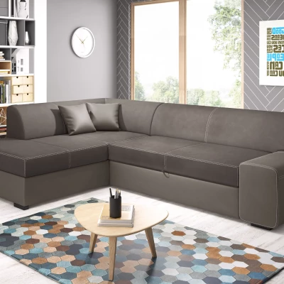 Rohová sedací souprava VALTRUDA - světle hnědá / hnědá, levý roh