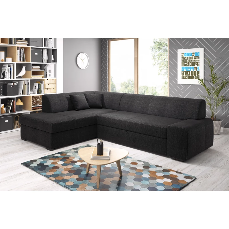 Rohová sedací souprava VALTRUDA - černá 1, levý roh