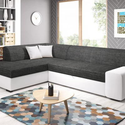 Rohová sedací souprava VALTRUDA - bílá / antracit, levý roh