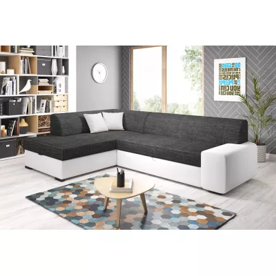 Rohová sedací souprava VALTRUDA - bílá / antracit, levý roh