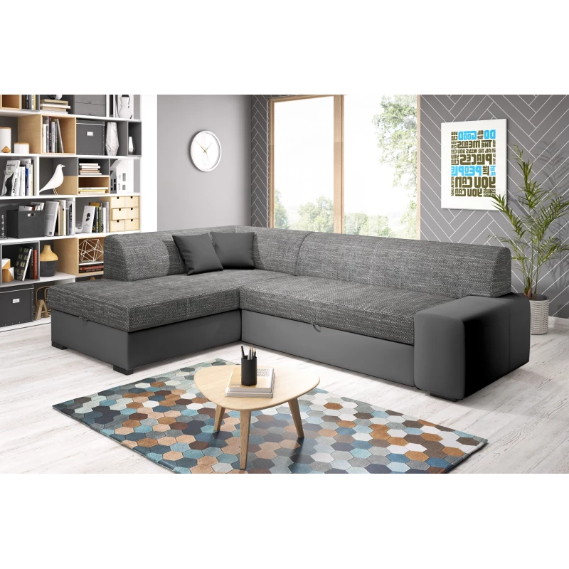 Rohová sedací souprava VALTRUDA - tmavě šedá / šedá, levý roh