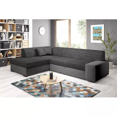 Rohová sedací souprava VALTRUDA - tmavě šedá / antracit, levý roh
