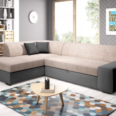 Rohová sedací souprava VALTRUDA - tmavě šedá / béžová, levý roh