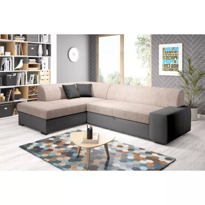 Rohová sedací souprava VALTRUDA - tmavě šedá / béžová, levý roh