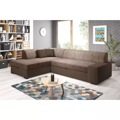 Rohová sedací souprava VALTRUDA - tmavě hnědá / hnědá, levý roh