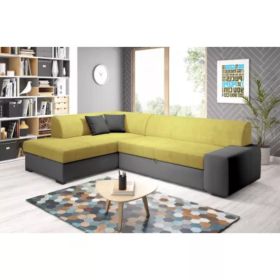 Rohová sedací souprava VALTRUDA - tmavě šedá / žlutá, levý roh