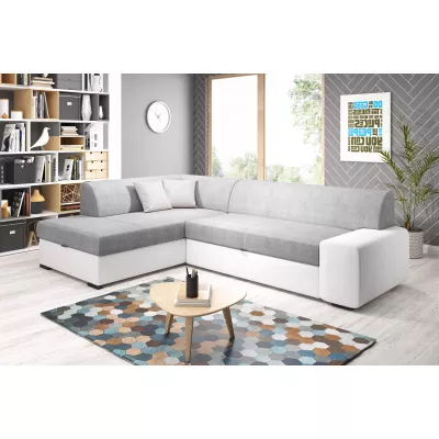 Rohová sedací souprava VALTRUDA - bílá / světle šedá, levý roh