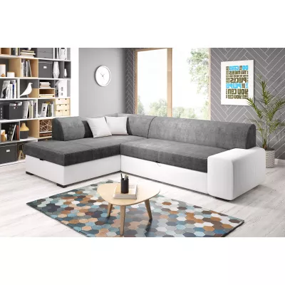 Rohová sedací souprava VALTRUDA - bílá / tmavě šedá, levý roh