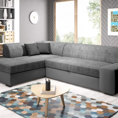 Rohová sedací souprava VALTRUDA - tmavě šedá, levý roh