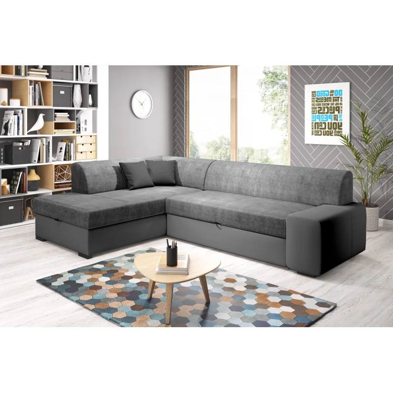 Rohová sedací souprava VALTRUDA - tmavě šedá, levý roh