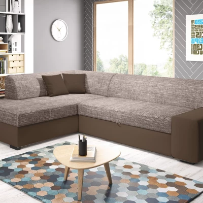 Rohová sedací souprava VALTRUDA - tmavě hnědá / světle hnědá, levý roh