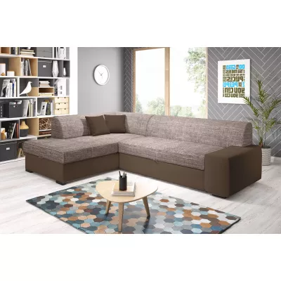 Rohová sedací souprava VALTRUDA - tmavě hnědá / světle hnědá, levý roh