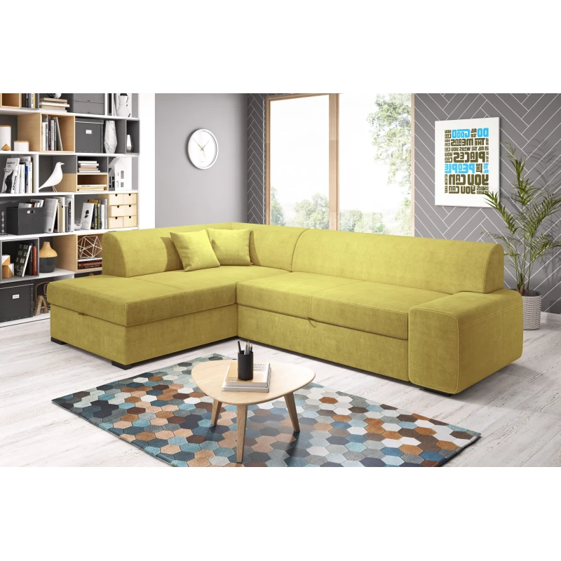 Rohová sedací souprava VALTRUDA - žlutá, levý roh