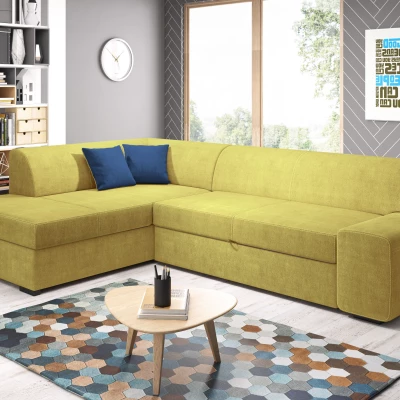 Rohová sedací souprava VALTRUDA - žlutá / modrá, levý roh