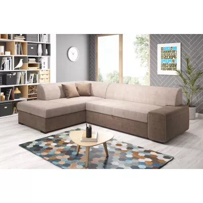 Rohová sedací souprava VALTRUDA - béžová / hnědá, levý roh
