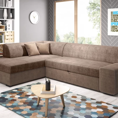 Rohová sedací souprava VALTRUDA - hnědá, levý roh