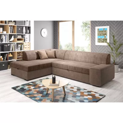 Rohová sedací souprava VALTRUDA - hnědá, levý roh