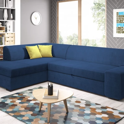 Rohová sedací souprava VALTRUDA - modrá / žlutá, levý roh