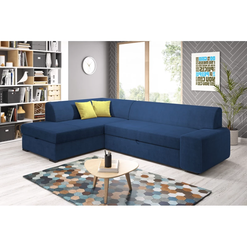 Rohová sedací souprava VALTRUDA - modrá / žlutá, levý roh