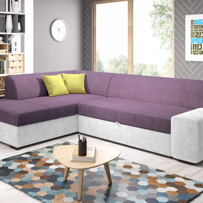 Rohová sedací souprava VALTRUDA - fialová / bílá / žlutá, levý roh