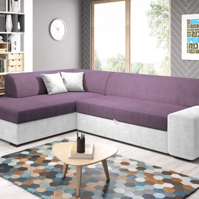 Rohová sedací souprava VALTRUDA - fialová / bílá, levý roh